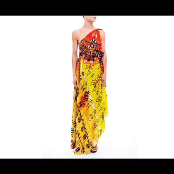 SOLD----3 Way Navajo Yellow Parides Maxi Dress
