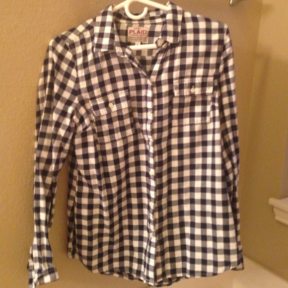 Navy checkered button down