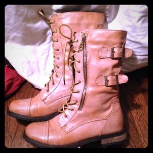 Tan Lace Up Combat Boots
