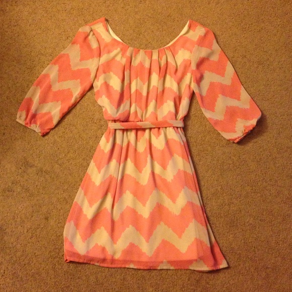Tan and coral dress