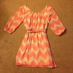 Tan and coral dress