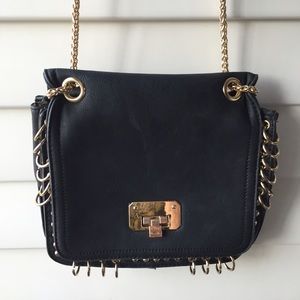 Black Studded and Ring purse with Chain