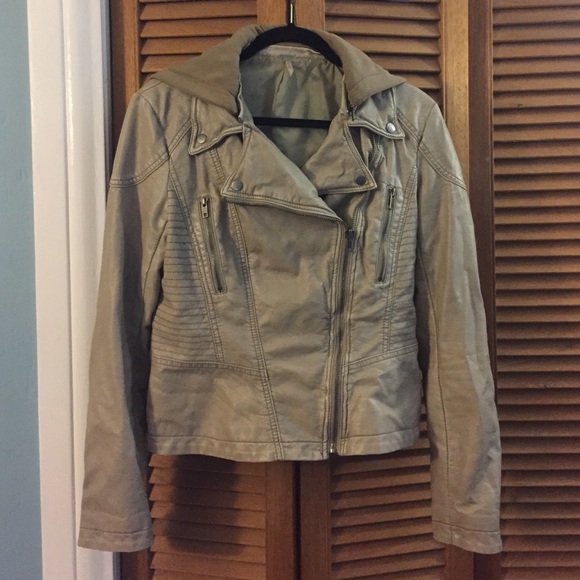 Free People Hooded Vegan Moto Jacket