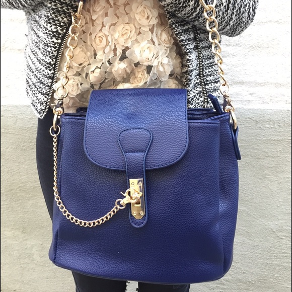PU leather shoulder and cross body bucket bag