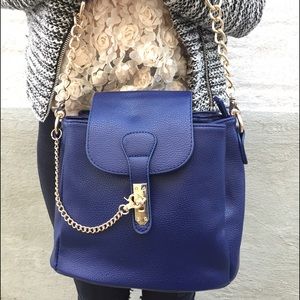 PU leather shoulder and cross body bucket bag