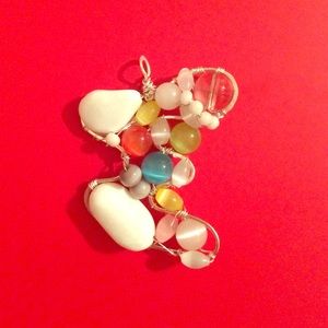Cat eye, Snow Quartz, Clear Quartz Silver Pendant