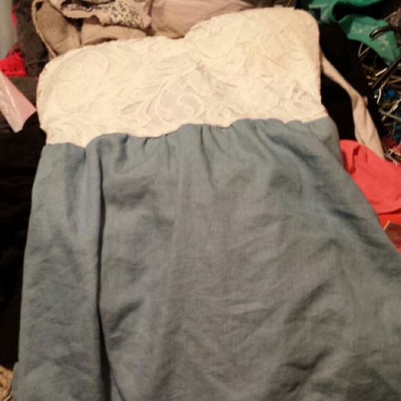 White overlace with blue dress