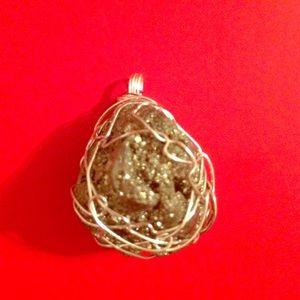 Pyrite Sterling Silver Wire Wrapped Pendant