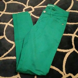 Green skinny jeans