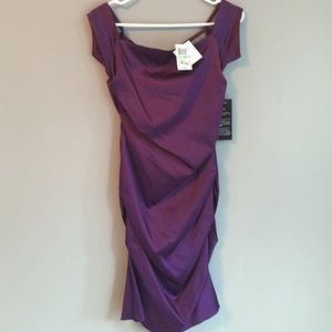 Betsy & Adam purple scrunch dress