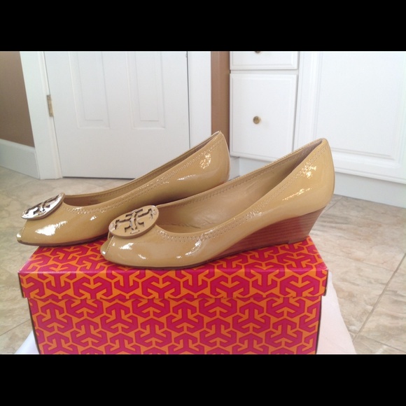 Sold Tory Burch Molly Peep Toe Wedge Sandals Shoes