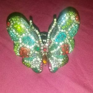 Butterfly rhinestone ring