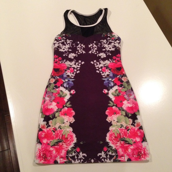 Top Shop black floral tight dress