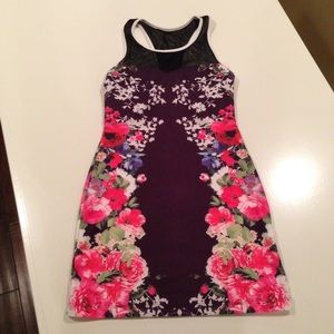 Top Shop black floral tight dress