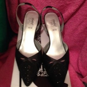 Studio 1940 Black Beaded Sling Back Heel