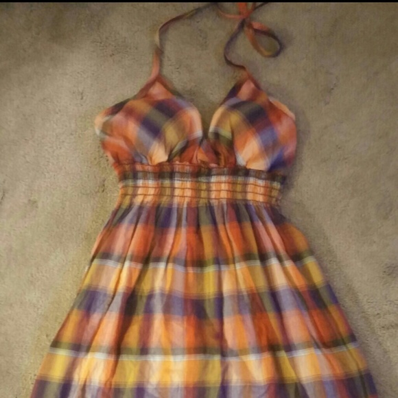 Orange plaid sun dress