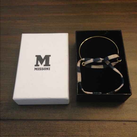 M Missoni Thin Golden Bangle Stripe Tie Bracelet