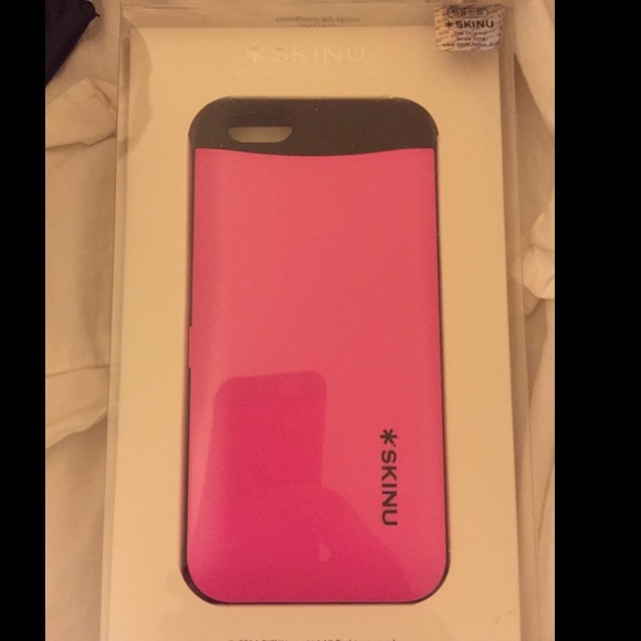 Pink/blk iPhone 6 phone case with credit card case