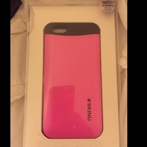 Pink/blk iPhone 6 phone case with credit card case