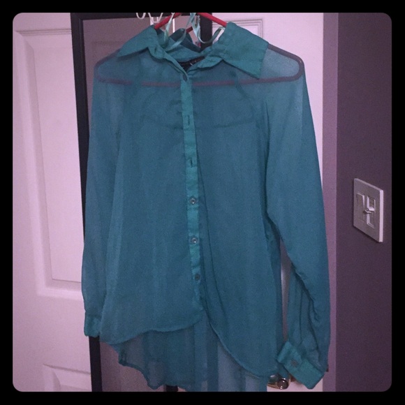 High low teal top