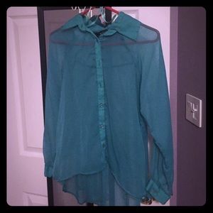 High low teal top
