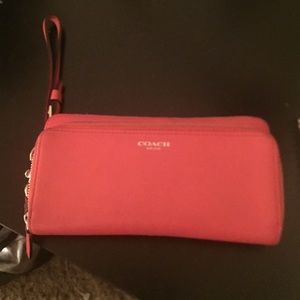 Coach Legacy double zip accordion wallet