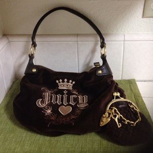 Sm/Md Velour Juicy Couture Purse and Coin Purse