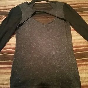 Open chest black Guess shirt / glittery