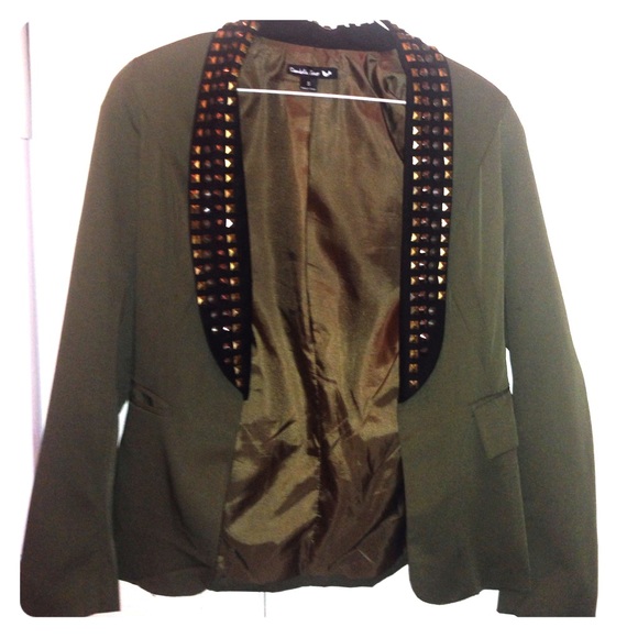 Hunter green studded blazer