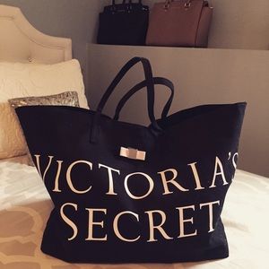 victoria secret black beach bag