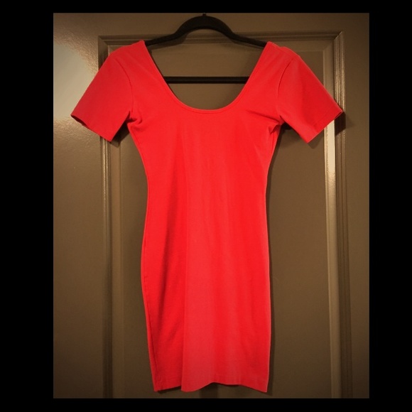 Hot red bodycon short spandex sleeve dress