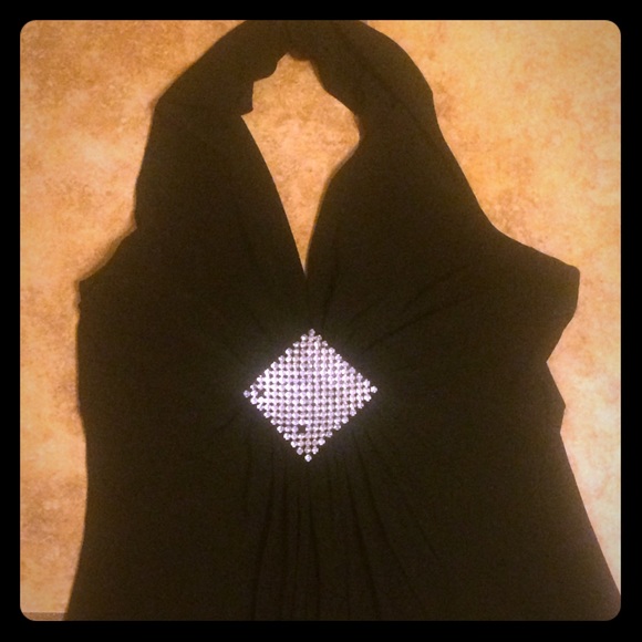Black rhinestone halter top - Picture 1 of 1