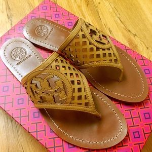 Tory Burch Thatched Perforated Thong Sandal
