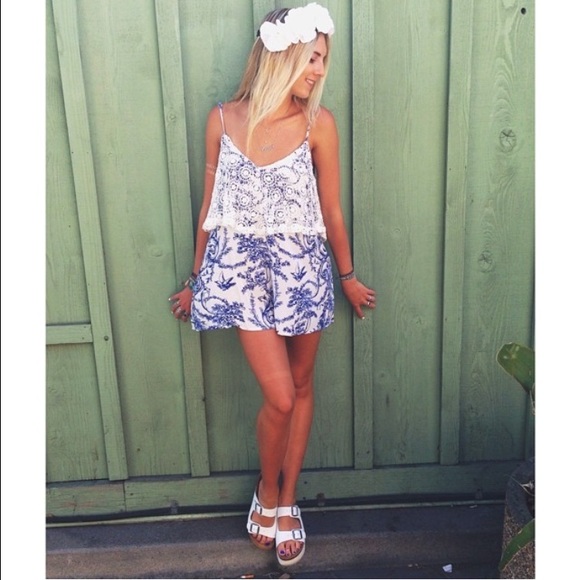 LF blue and white romper