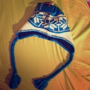 Columbia blue and white beanie