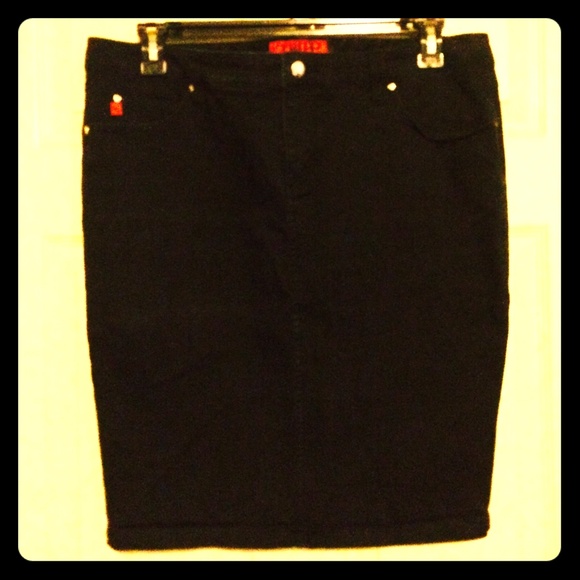 PUNK BLACK TRIPP DENIM PENCIL SKIRT