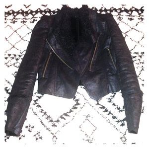 Hand made black fo fur and leather jacket