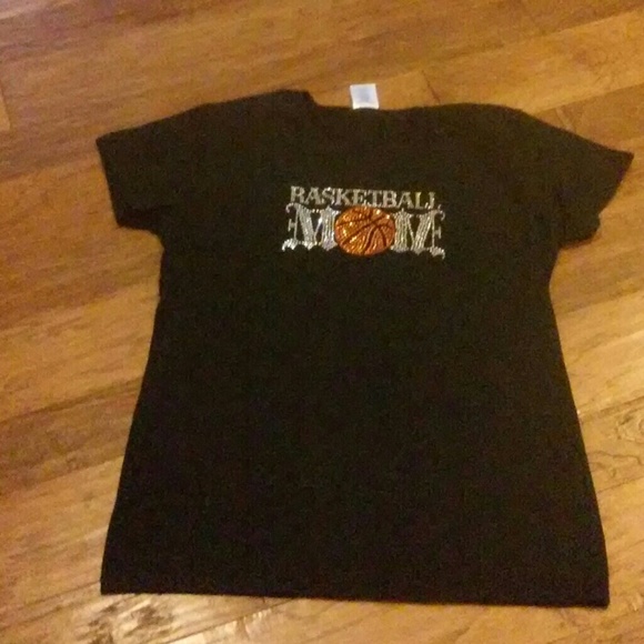 Black tee bling bball Mom large - Picture 1 of 3