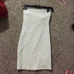 Strapless off white glitter dress