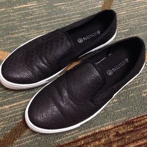 Faux snakeskin slip on sneakers