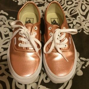 Rose gold leather vans