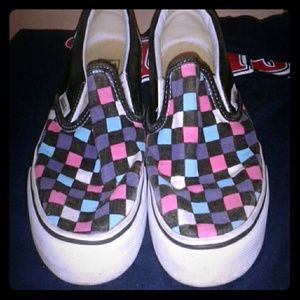 Multi colored checker board Vans of the Wall slip