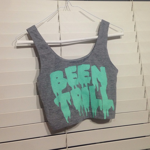 Been Trill Gray Tank Crop Top w/ Mint Letters