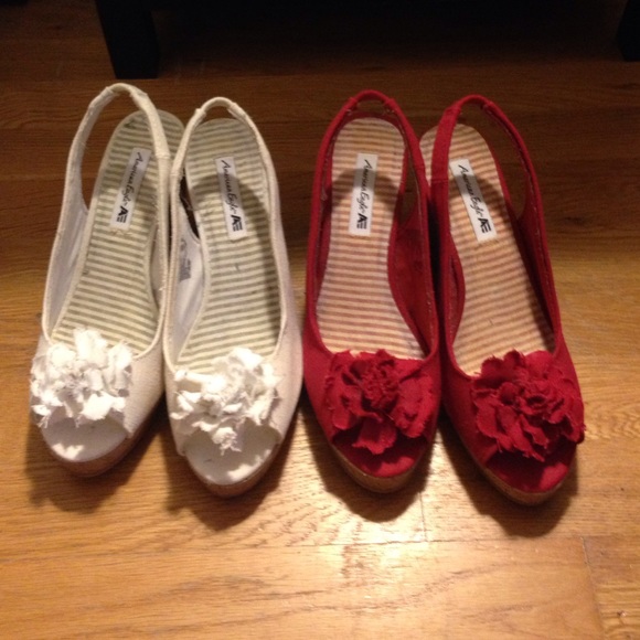 American Eagle by Payless Shoes - 2 pair of American Eagle wedges. Red never worn.
