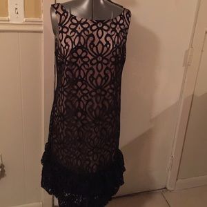AGB dress size 12 black lace over gold satin