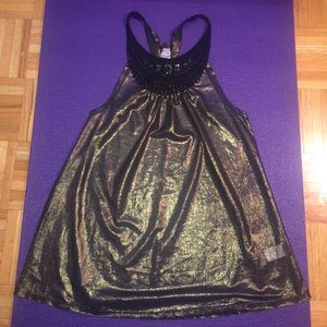 Free People metallic mesh tank with jewels, small