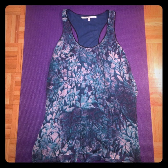 Printed silk racerback tank top, size small