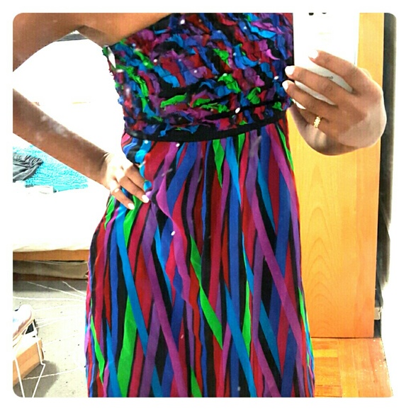 Betsey Johnson stripped strapless summer dress