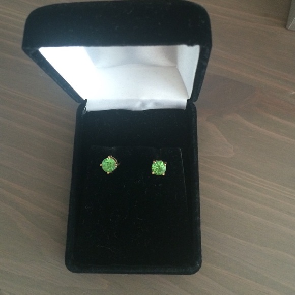 NIB. Peridot Studs. Gold-Plated.