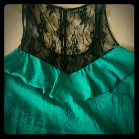 Teal and lace blouse